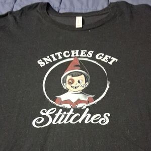 Bella Canvas Black Graphic Tee - Snitches Get Stitches